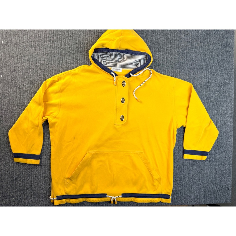 Jones New York Sport Yellow Hoodie Womens Large Nautical Turn Lock Pullover L